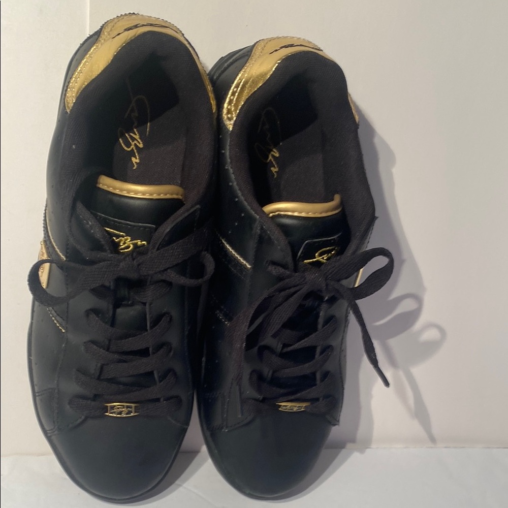 FUBU Black and Gold Athletic Shoes Sleek Design Woman Size 11